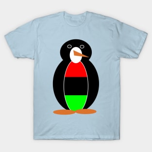 African American Penguin with African Diaspora Flag T-Shirt